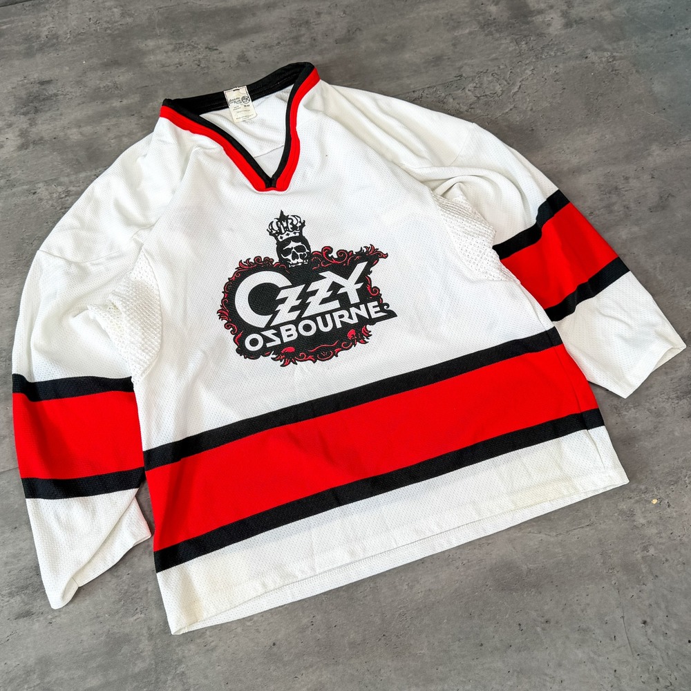 Vintage VTG Y2K 2007 00's Ozzy Osbourne 666 White Red Hockey Jersey
